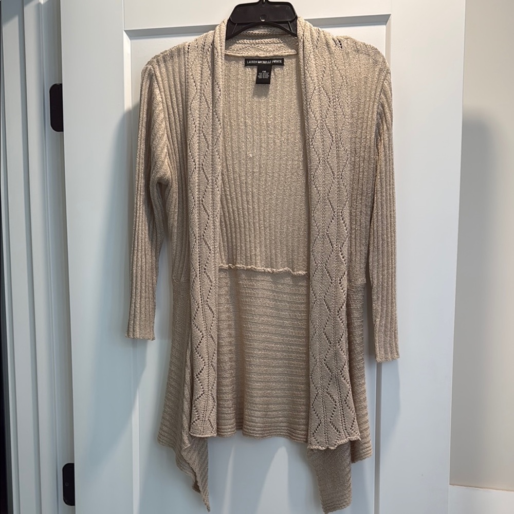 Cream Cable-Knit Cardigan Sweater - Petite M